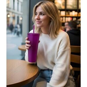 STARBUCKS 2022 Matte Purple Soft Touch Tumbler Cold Cup - 24oz  ***Item: HH042